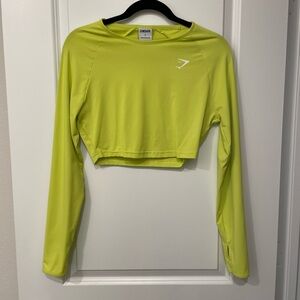 Gymshark Women's Neon Yellow Long Sleeve Crop Top